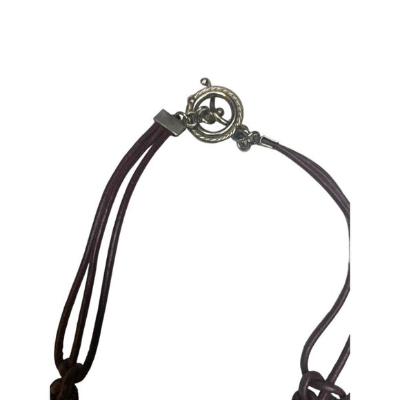 Art Glass Pendant Statement Necklace Mulitcolor 14" Toggle Clasp 2.2"h - Picture 5 of 16